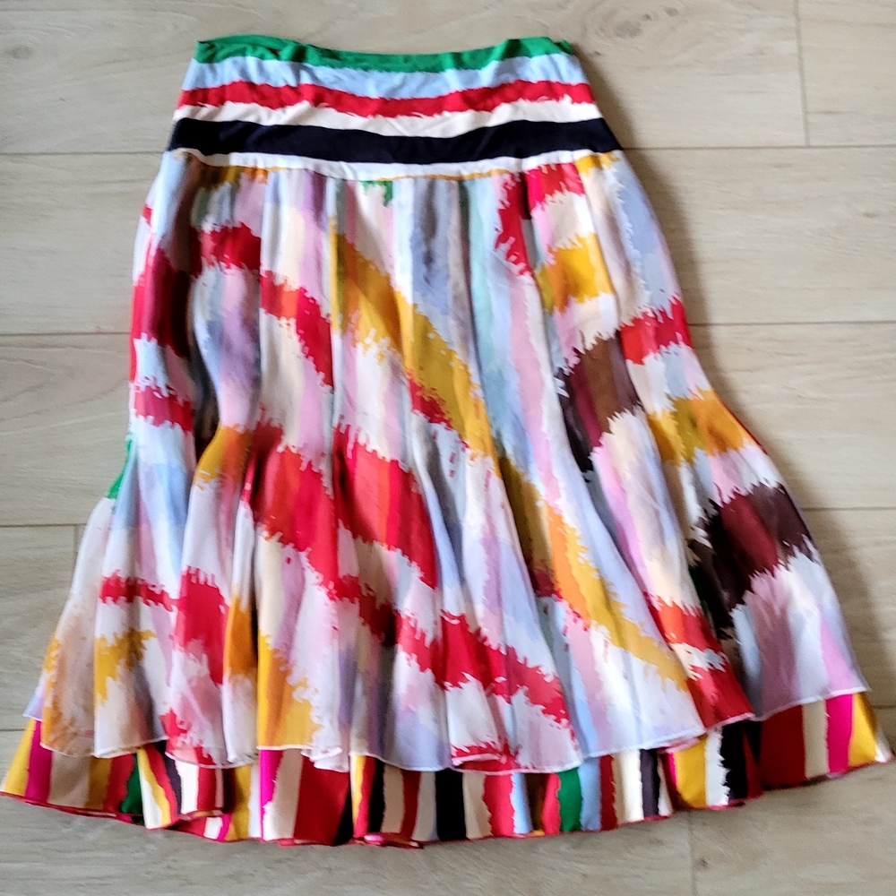 Diane Von Furstenberg Colorful Striped Women's Skirt 100% Silk